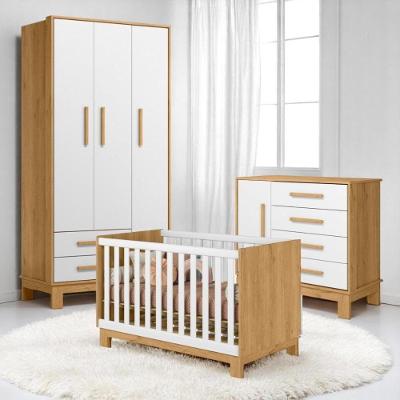 Conjunto Infantil Encanto Slim Freijo/branco: Berço Encanto Slim Mini Cama Cômoda Encanto Slim Guarda-roupa Encanto