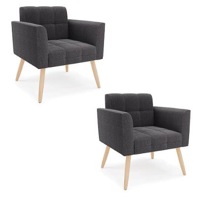 Poltrona Sala Estar Pé Palito Natural Kit 2 Elisa Bouclê D03 - D?rossi Cor Grafite
