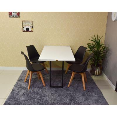 Conjunto Mesa Retrátil Branca e 4 Cadeiras Leda Preta