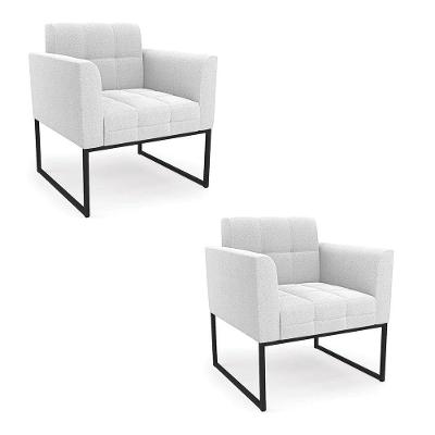 Poltrona Decorativa Industrial Preto Kit 2 Elisa Bouclê D03 - D?rossi Cor Off White