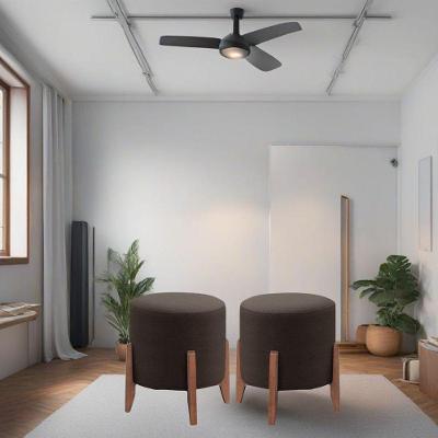 Kit 2 Puff Decorativo Para Sala Redondo Luxo Dallas Suede Marrom