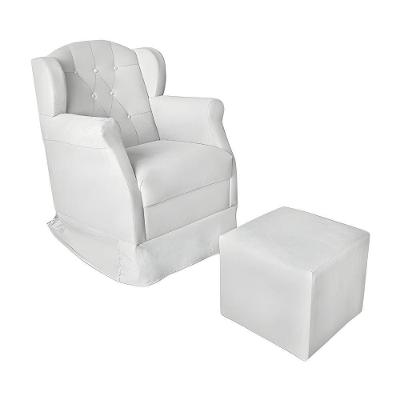 Kit Poltrona Amamentação Com Puff Confortável Corino Serena Branco