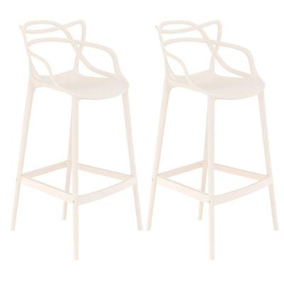 Kit 2 Banquetas Altas Bancada Cozinha Masters Allegra Creme