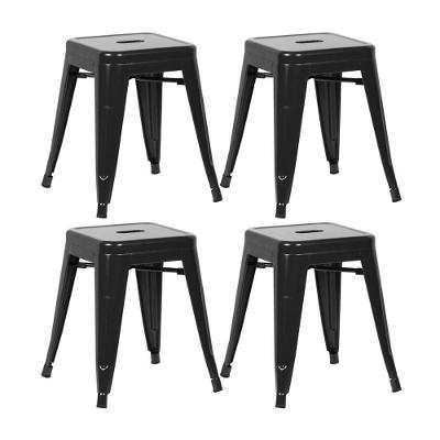 Kit 4 Banquetas Baixas Iron Tolix 45 Cm Preto Preto