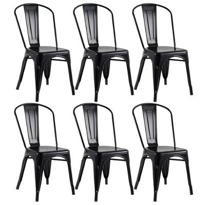 Kit 6 Cadeiras Preto Semibrilho