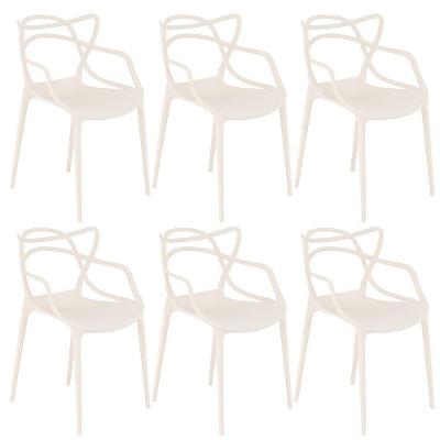 Kit 6 Cadeiras Design Jantar Cozinha Masters Allegra Creme