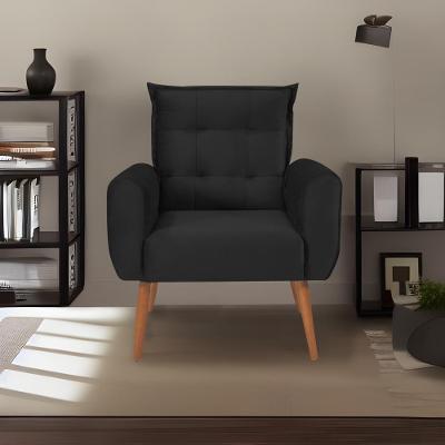 Poltrona Decorativa Para Sala De Estar Quarto E Escritorio Dakota Veludo Matrix - Preto Preto