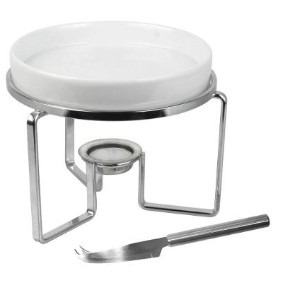 Rechaud Para Queijo Brie Em Cerâmica Com Faca 15Cm