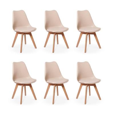 Conjunto 06 Cadeiras Eames Wood Leda Design - Nude