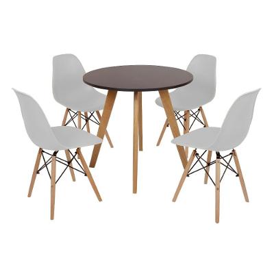 Mesa Laura 80cm Preta e 4 Cadeiras Eames Eiffel Cinza
