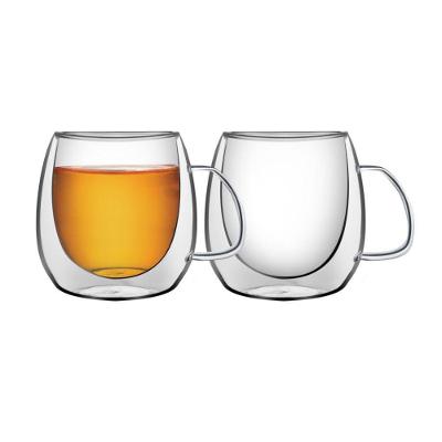 Conjunto De Xícaras Para Chá E Cappuccino 300ml Vidro Duplo Com Alças 2 Peças Tramontina 64760-460