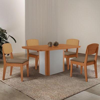 Mesa De Jantar Isadora 120cm Tampo Mdf Laminado Veludo Capuccino/naturale/off White