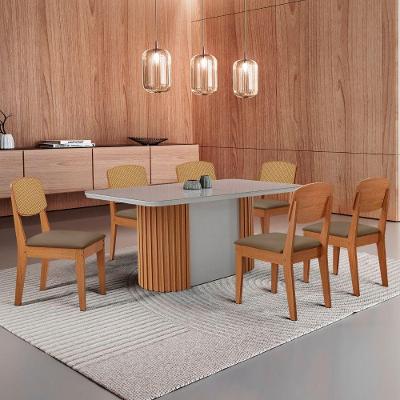 Mesa De Jantar Aspen 180cm Tampo Mdf Vidro Copper Premium Veludo Capuccino/off/nat/serig Off