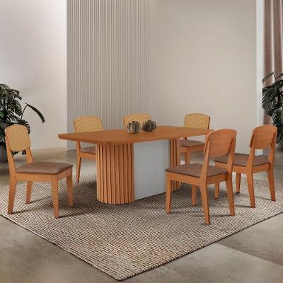 Mesa De Jantar Aspen 180cm Tampo Mdf Laminado Copper Premium Tork /naturale /off White