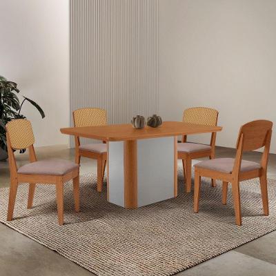 Mesa De Jantar Isadora 120cm Tampo Mdf Laminado Linho Capuccino /naturale /off White