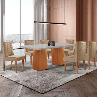 Mesa De Jantar Eloise 180cm Tampo Mdf 6 Cadeiras Moderna Turim 07/nat/off/serig. Off