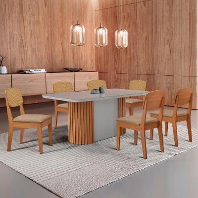 Mesa De Jantar Aspen 180cm Tampo Mdf Vidro Copper Premium Turim 07/nat/off/serig. Off