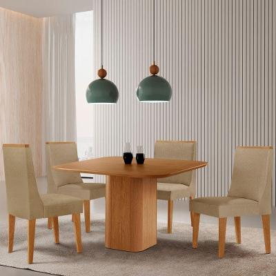 Mesa De Jantar Eloise 90cm Tampo Mdf Com 4 Cadeiras Moderna Turim 07/naturale