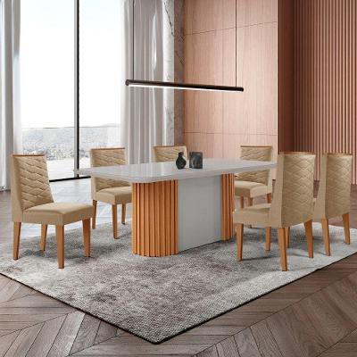Mesa De Jantar Aspen 180cm Tampo Mdf Vidro 6 Cadeiras Safira Turim 07/nat/off/serig. Off