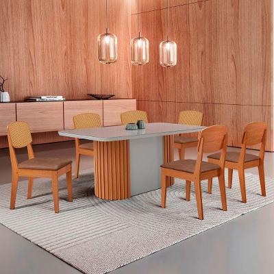 Mesa De Jantar Aspen 180cm Tampo Mdf Vidro Copper Premium Tork /nat/off/serig. Off