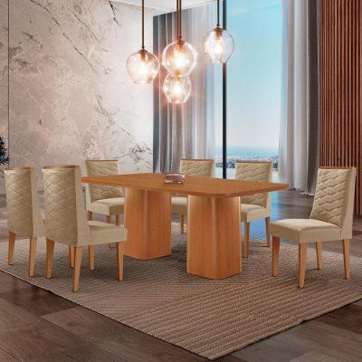 Mesa De Jantar Eloise 180cm Tampo Mdf 6 Cadeiras Moderna Turim 07/naturale