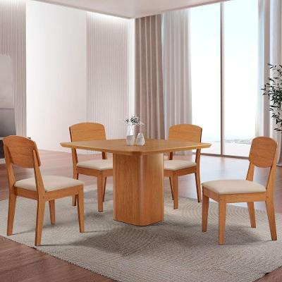 Mesa De Jantar Eloise 90cm Tampo Mdf 4 Cadeiras Copper Veludo Creme/naturale