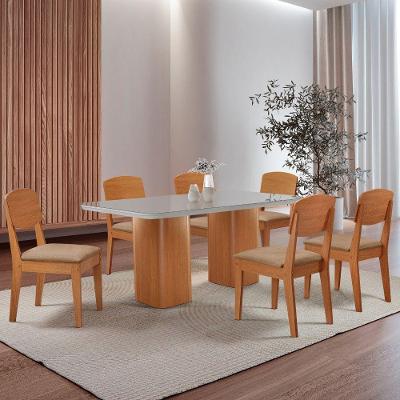 Mesa De Jantar Eloise 180cm Tampo Mdf 6 Cadeiras Moderna Turim 07/nat/off/serig. Off