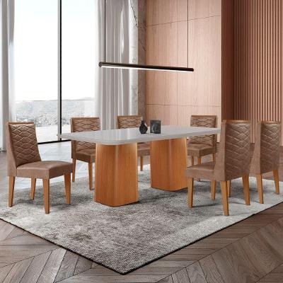 Mesa De Jantar Eloise 180cm Tampo Mdf 6 Cadeiras Moderna Tork /nat/off/serig. Off