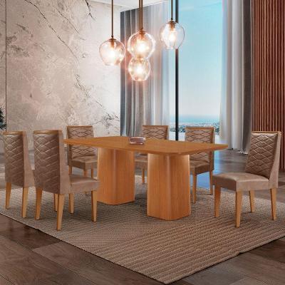 Mesa De Jantar Eloise 180cm Tampo Mdf 6 Cadeiras Moderna Tork/naturale