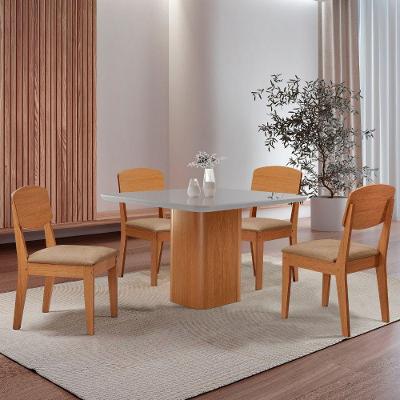 Mesa De Jantar Eloise 90cm Tampo Mdf 4 Cadeiras Copper Turim 07/nat/off/serig. Off