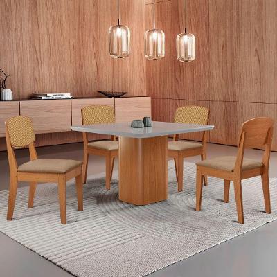 Mesa De Jantar Eloise 90cm Tampo Mdf 4 Cadeiras Moderna Turim 07/nat/off/serig. Off