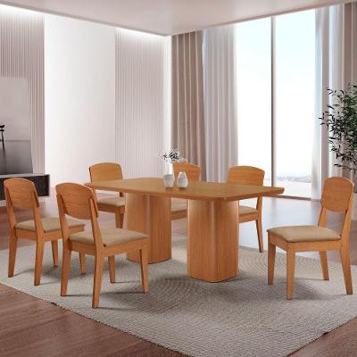 Mesa De Jantar Eloise 180cm Tampo Mdf 6 Cadeiras Moderna Turim 07/naturale