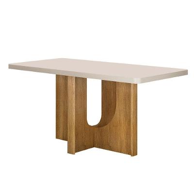 Mesa De Jantar 160cmx80cm Tampo De 40mm Dora Valdemoveis Cinamomo/off White