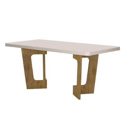 Mesa De Jantar 180cmx90cm Tampo De 40mm Liz Valdemoveis Cinamomo/off White