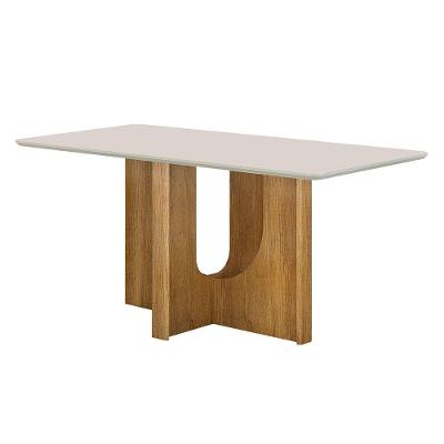 Mesa De Jantar 160cmx80cm Tampo De 25mm Dora Valdemoveis Cinamomo/off White