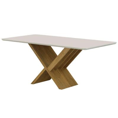 Mesa De Jantar 180cmx90cm Tampo De 25mm Aurora Valdemoveis Cinamomo/off White