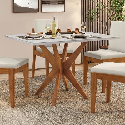Mesa De Jantar 4 Lugares 120x90cm Donna Natural/off White Nesher Móveis Natural/off White