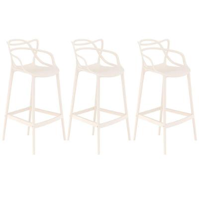 Kit 3 Banquetas Altas Bancada Cozinha Masters Allegra Creme