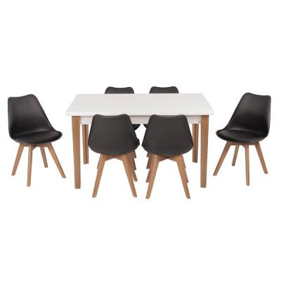 Conjunto Mesa De Jantar 135cm Branca Com 6 Cadeiras Preto
