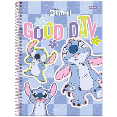 Caderno Espiral Capa Dura Universitário 1 Matéria Disney Stitch 80 Folhas Foroni Estampa 1