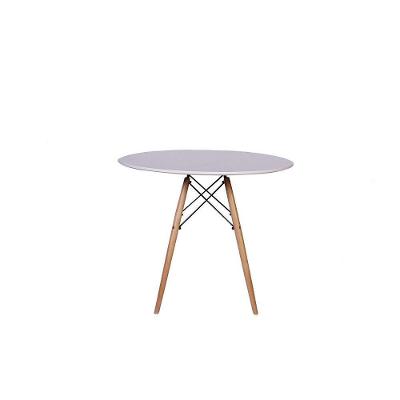 Kit Mesa Jantar Eiffel 90cm Branca + 02 Cadeiras Leda - Nude