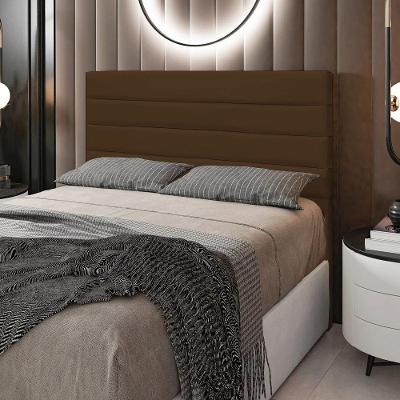 Cabeceira Rubi Cama Box Casal 140cm Corino Marrom