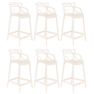 Kit 6 Banquetas Médias Bancada Cozinha Masters Allegra 66 Cm Creme