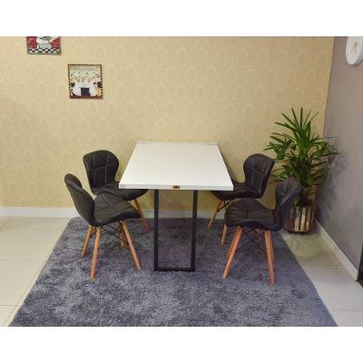Conjunto Mesa Dobrável Retrátil 120x75 Branca e 4 Cadeiras Slim Preta