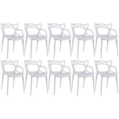 Mesa 80cm Branco + 4 Cadeiras Vermelho