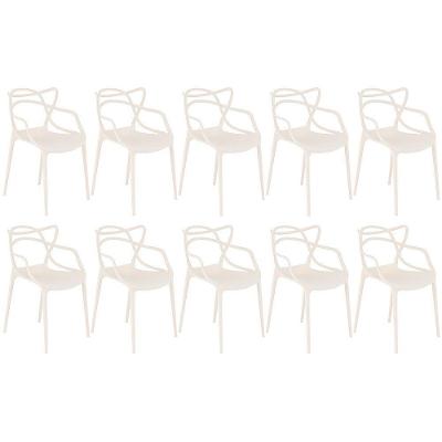 Kit 10 Cadeiras Design Jantar Cozinha Masters Allegra Creme