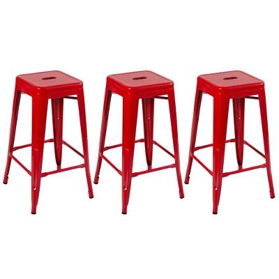 Kit 3 Banquetas Altas 76 Cm Vermelho Vermelho