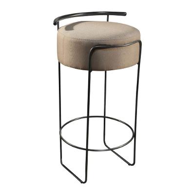 Banqueta Olivia Em Linho E Base Metal Preto Linho Bege Claro