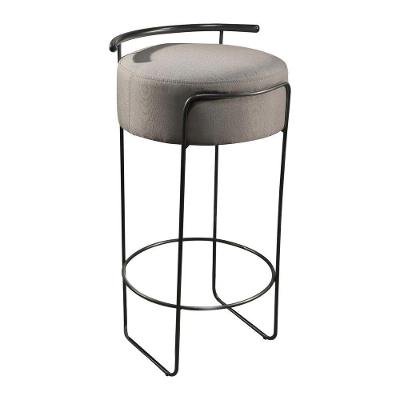Banqueta Olivia Em Linho E Base Metal Preto Linho Cinza
