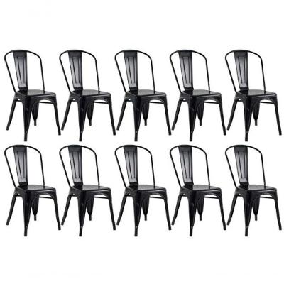 Kit 10 Cadeiras Tolix Fosca ? Aço Industrial Preto, Estilo Retrô Para Sala, Cozinha Ou Escritório